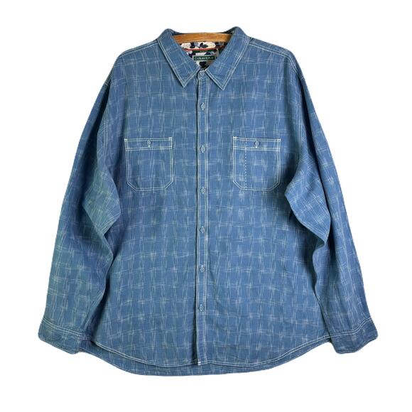 CUBAVERA Slim Fit linen Blend Button Front Long Sleeve Plaid Shirt Mens Size XXL - Picture 1 of 12